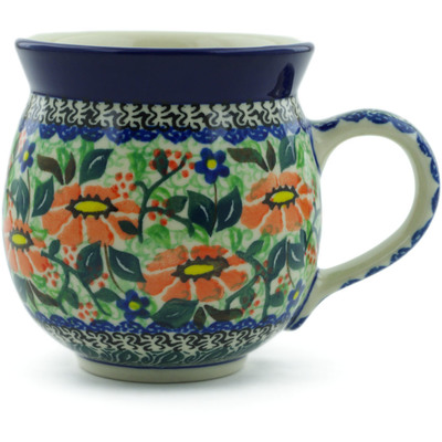 Polish Pottery Bubble Mug 12oz Poppy Fields UNIKAT