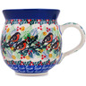 Polish Pottery Bubble Mug 12oz Red Flock UNIKAT