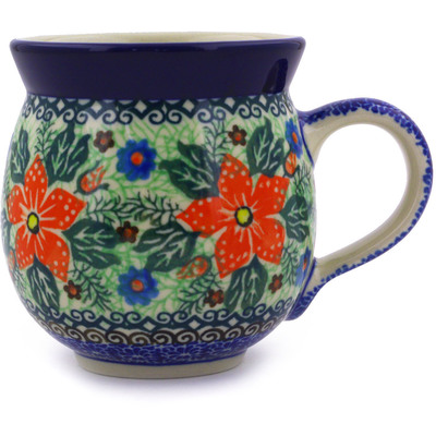 Polish Pottery Bubble Mug 12oz Red Jackmanii UNIKAT