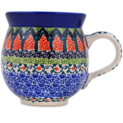 Polish Pottery Bubble Mug 12oz Red Neighborhood UNIKAT