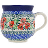 Polish Pottery Bubble Mug 12oz Red Pansy