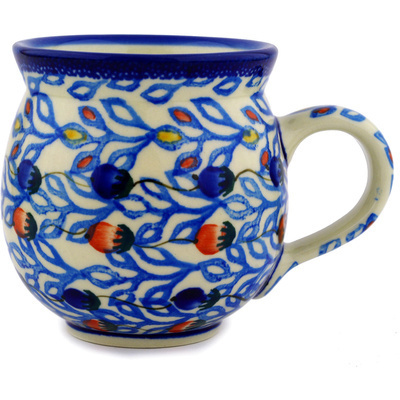 Polish Pottery Bubble Mug 12oz Rosebud Vines UNIKAT
