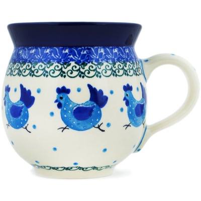 Polish Pottery Bubble Mug 12oz Run Chicken Run