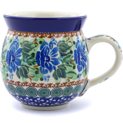 Polish Pottery Bubble Mug 12oz Sapphire Lotus UNIKAT