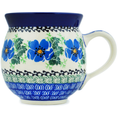 Polish Pottery Bubble Mug 12oz Scarlet Pimpernel Flower