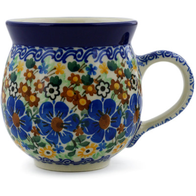 Polish Pottery Bubble Mug 12oz Sea Of Posies UNIKAT