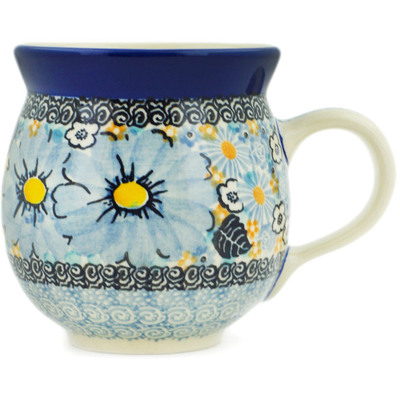 Polish Pottery Bubble Mug 12oz Silver Bouquet UNIKAT