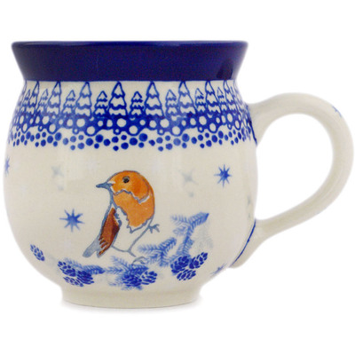 Polish Pottery Bubble Mug 12oz Snow Bunting