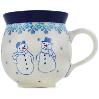 Polish Pottery Bubble Mug 12oz Snow Couple