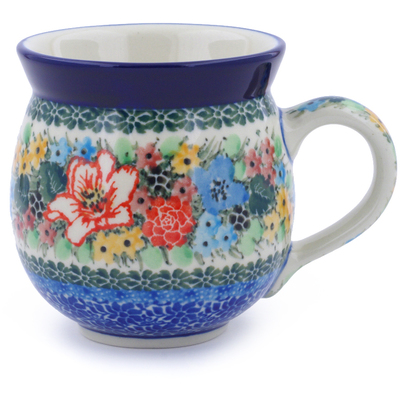 Polish Pottery Bubble Mug 12oz Splendid Hibiscus UNIKAT