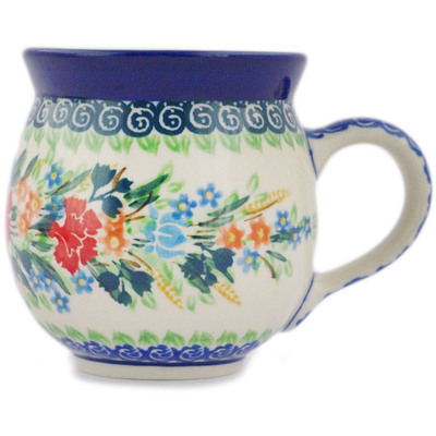 Polish Pottery Bubble Mug 12oz Spring Bouquet UNIKAT