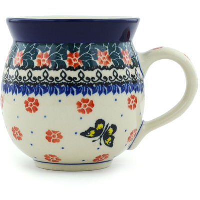 Polish Pottery Bubble Mug 12oz Spring Butterfly