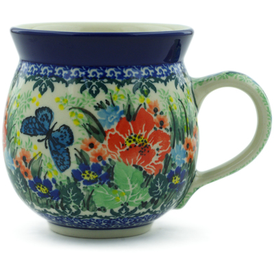 Polish Pottery Bubble Mug 12oz Spring Floral Garland UNIKAT