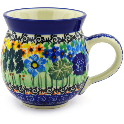Polish Pottery Bubble Mug 12oz Spring Mums UNIKAT