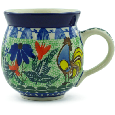 Polish Pottery Bubble Mug 12oz Spring Rooster UNIKAT