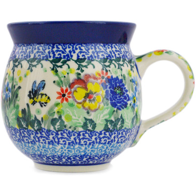 Polish Pottery Bubble Mug 12oz Springtime Bumble Bee UNIKAT