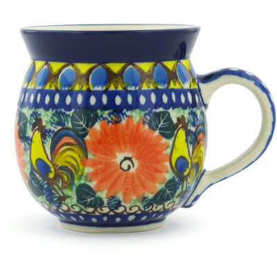 Polish Pottery Bubble Mug 12oz Summer Rooster UNIKAT