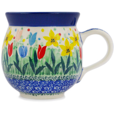 Polish Pottery Bubble Mug 12oz Summer Tulip UNIKAT