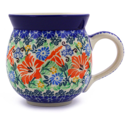 Polish Pottery Bubble Mug 12oz Trumpet Garden UNIKAT