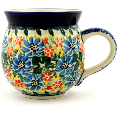 Polish Pottery Bubble Mug 12oz Vibrant Daisy UNIKAT