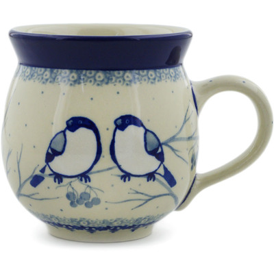 Polish Pottery Bubble Mug 12oz Waiting Birds UNIKAT