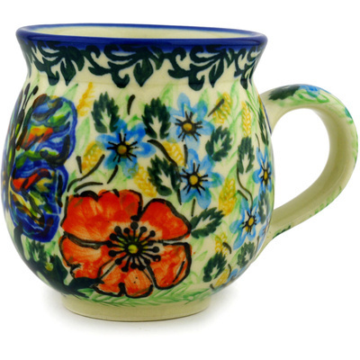 Polish Pottery Bubble Mug 12oz Watercolor Butterfly UNIKAT
