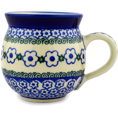 Polish Pottery Bubble Mug 12oz White Daisy Dots