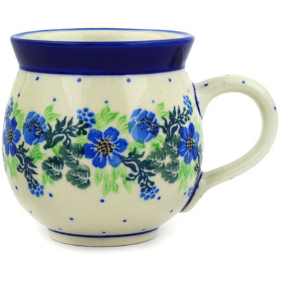 Polish Pottery Bubble Mug 12oz Wildflower Wreath