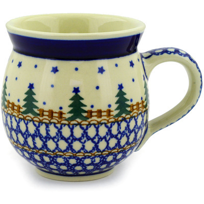 Polish Pottery Bubble Mug 12oz Winter Evergreen