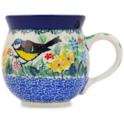 Polish Pottery Bubble Mug 12oz Yellow Belly Beauty UNIKAT