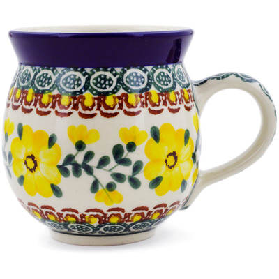 Polish Pottery Bubble Mug 12oz Yellow Buttercup