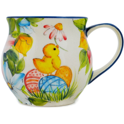 Polish Pottery Bubble Mug 13 oz Baby Chick UNIKAT