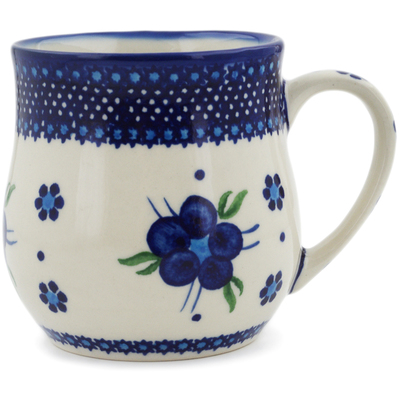 Polish Pottery Bubble Mug 13 oz Bleu-belle Fleur