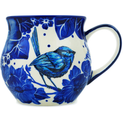 Polish Pottery Bubble Mug 13 oz Blue Melody