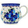 Polish Pottery Bubble Mug 13 oz Blue Pansy