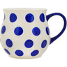 Polish Pottery Bubble Mug 13 oz Blue Polka Dot Beauty