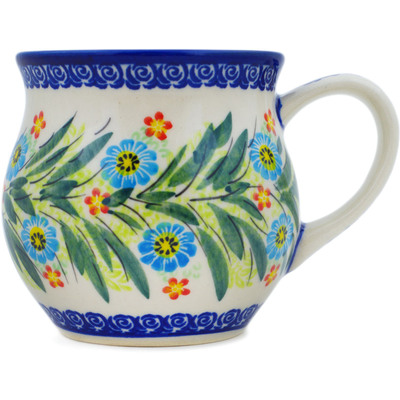 Polish Pottery Bubble Mug 13 oz Bright Wreath UNIKAT