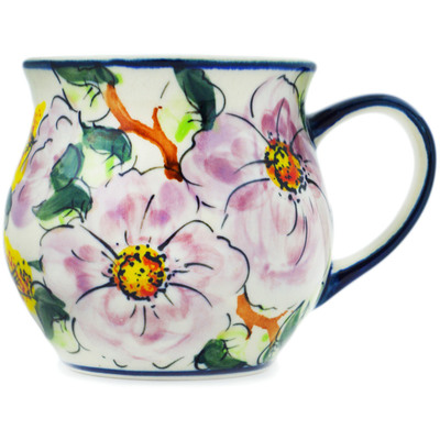 Polish Pottery Bubble Mug 13 oz Delicate Peony