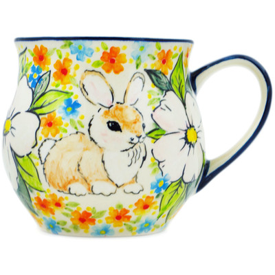 Polish Pottery Bubble Mug 13 oz Easter Bunny