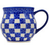Polish Pottery Bubble Mug 13 oz Floral Checkerboard