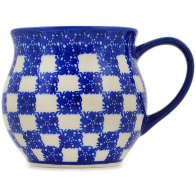 Polish Pottery Bubble Mug 13 oz Floral Checkerboard
