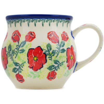 Polish Pottery Bubble Mug 13 oz Flower-bud Wreath UNIKAT