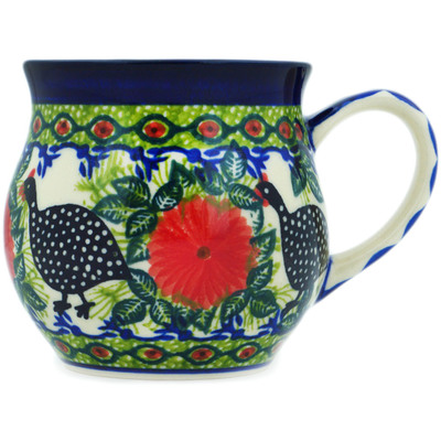 Polish Pottery Bubble Mug 13 oz Fowl In The Florals UNIKAT