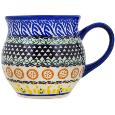 Polish Pottery Bubble Mug 13 oz Geometric Citrus UNIKAT
