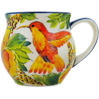 Polish Pottery Bubble Mug 13 oz Happy Hummingbird