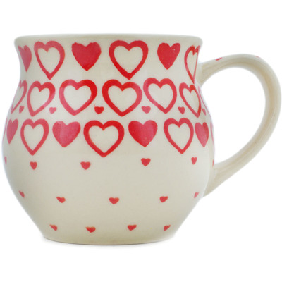 Polish Pottery Bubble Mug 13 oz Heart Is Full Of Love UNIKAT