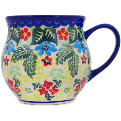 Polish Pottery Bubble Mug 13 oz Lively Garden UNIKAT