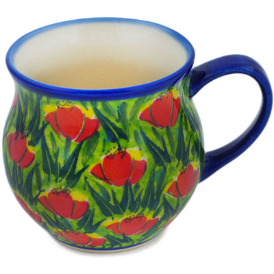 Polish Pottery Bubble Mug 13 oz Poppy Fever UNIKAT