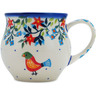 Polish Pottery Bubble Mug 13 oz Pretty Bird Floral UNIKAT