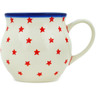 Polish Pottery Bubble Mug 13 oz Red Stars Of Pride